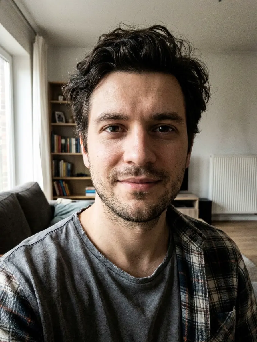 Обычное селфи парня до генерации парного кадра